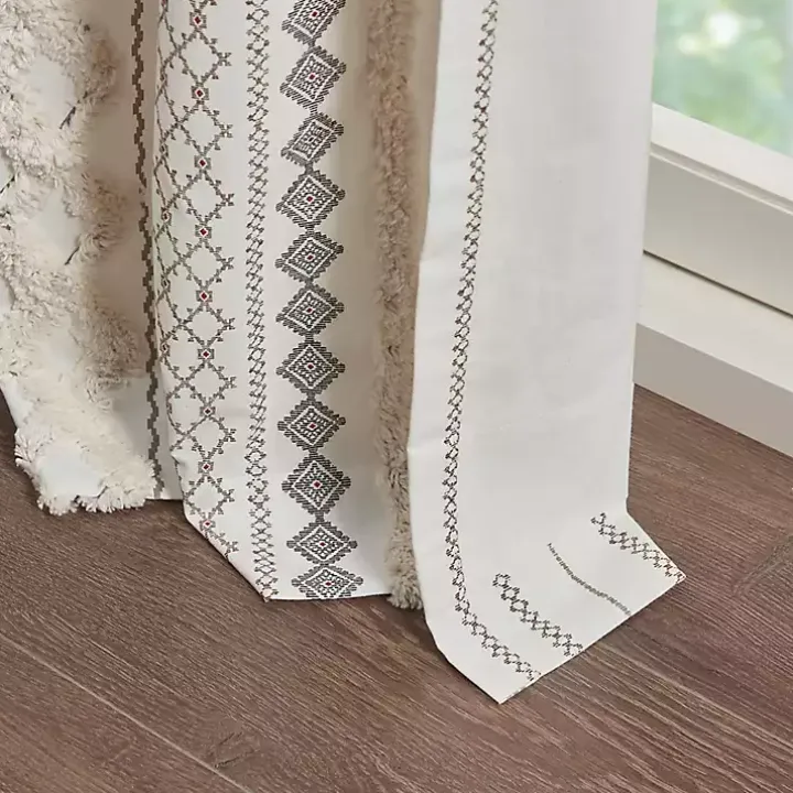 Imani Cream Chenille Stripe Curtain Panel, 84 in.