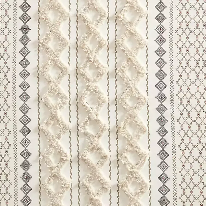 Imani Cream Chenille Stripe Curtain Panel, 84 in.