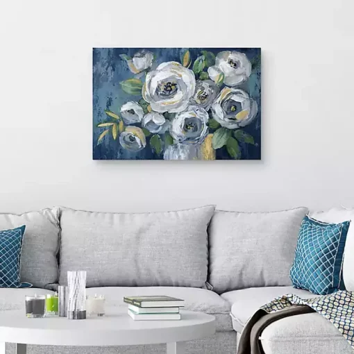 Indigo Touch of Gold Canvas Art Print, 36x24 in.