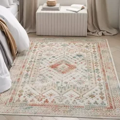 Irsia White Traditional Area Rug, 5x7