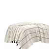 Ivory and Black Striped King Coverlet