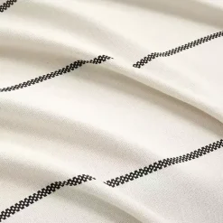 Ivory and Black Striped King Coverlet