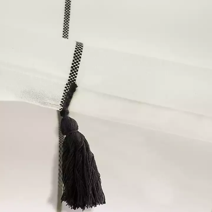 Ivory and Black Striped King Coverlet