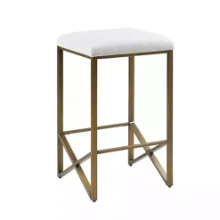 Ivory and Gold Backless Counter Stool