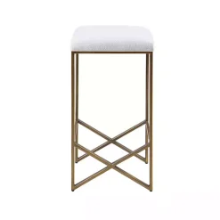 Ivory and Gold Backless Counter Stool