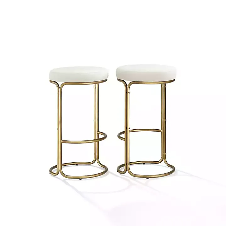 Ivory and Gold Carson Counter Stools, Set of 2