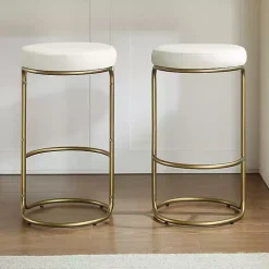 Ivory and Gold Carson Counter Stools, Set of 2
