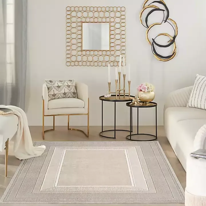Ivory and Gold Modern Glam Area Rug, 5x7
