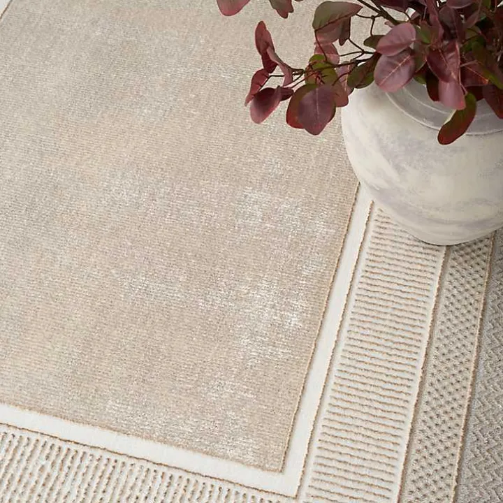 Ivory and Gold Modern Glam Area Rug, 5x7