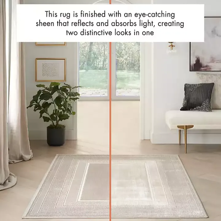 Ivory and Gold Modern Glam Area Rug, 5x7