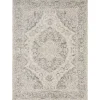 Ivory and Gray Oushak Medallion Area Rug, 6x9