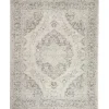 Ivory and Gray Oushak Medallion Area Rug, 8x10