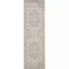 Ivory and Gray Oushak Medallion Runner, 2x7