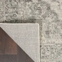 Ivory and Gray Oushak Medallion Area Rug, 8x10