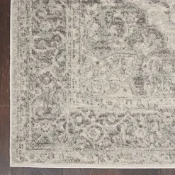 Ivory and Gray Oushak Medallion Area Rug, 8x10