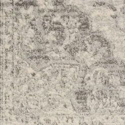 Ivory and Gray Oushak Medallion Area Rug, 8x10