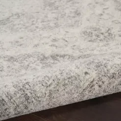 Ivory and Gray Oushak Medallion Area Rug, 8x10