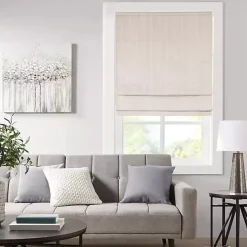 Ivory Basketweave Cordless Roman Shade, 27 in.