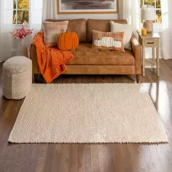 Ivory Boucle Area Rug, 4x6