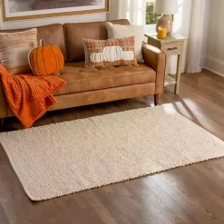 Ivory Boucle Area Rug, 4x6