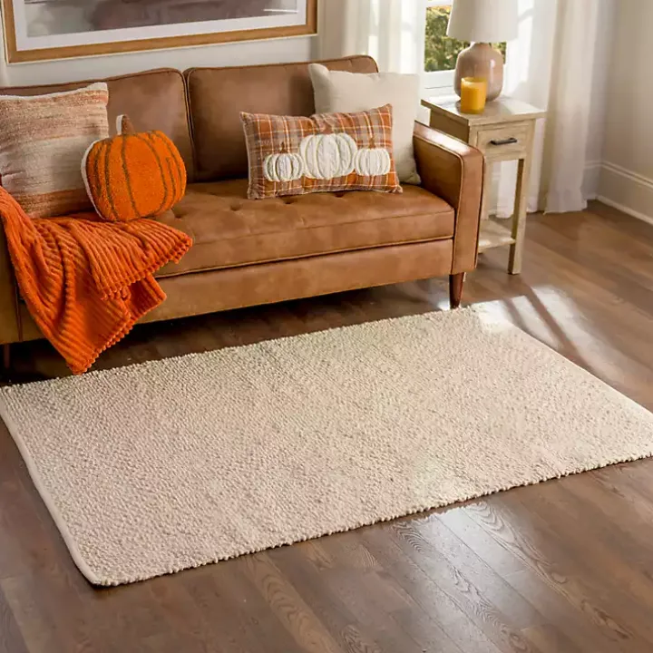 Ivory Boucle Area Rug, 4x6