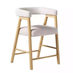 Ivory Boucle Curved Back Ezra Counter Stool