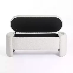 Ivory Boucle Storage Bench