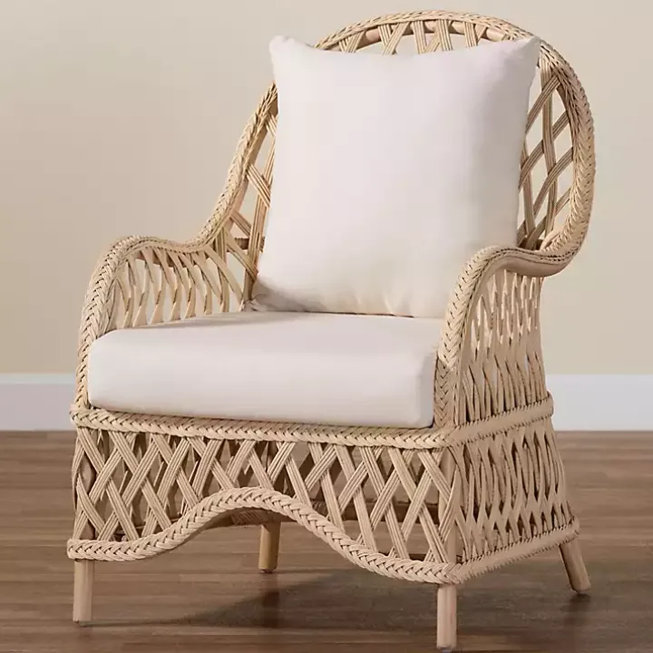 Ivory Braided Rattan Accent Chair