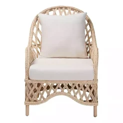 Ivory Braided Rattan Accent Chair