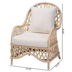 Ivory Braided Rattan Accent Chair