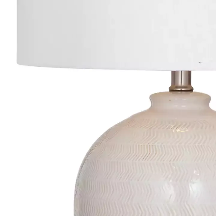 Ivory Chevron Ceramic Table Lamp