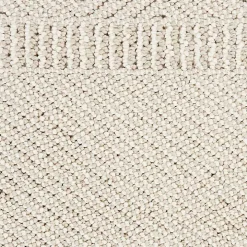 Ivory Chevron Diamond Tasseled Area Rug, 5x7