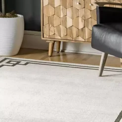 Ivory Classic Border Area Rug, 5x7