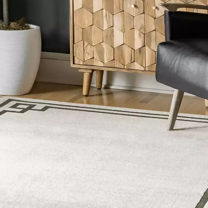 Ivory Classic Border Area Rug, 5x7