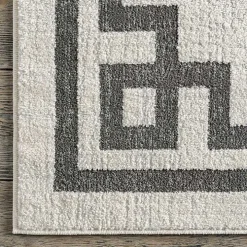 Ivory Classic Border Area Rug, 5x7