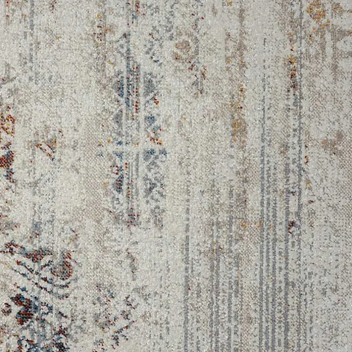 Ivory Distressed Medallion Washable Area Rug, 5x7