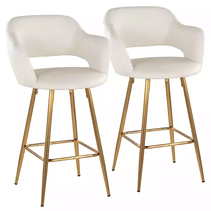 Ivory Faux Leather Marge Counter Stools, Set of 2
