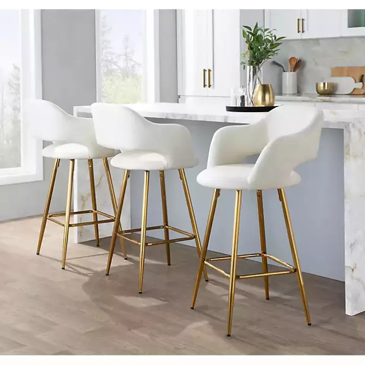 Ivory Faux Leather Marge Counter Stools, Set of 2