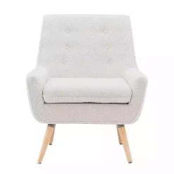 Ivory Faux Sherpa Tufted Accent Chair