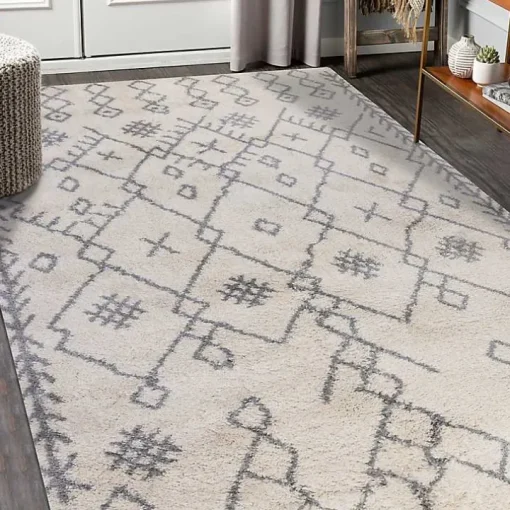 Ivory Geometric Area Rug, 8x10