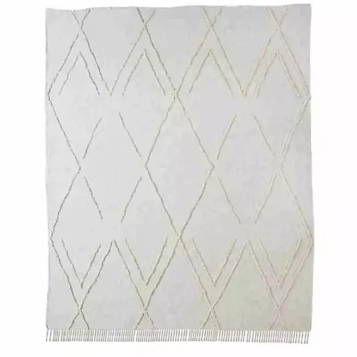 Ivory Geometric Queen Coverlet