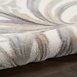 Ivory Grand Leaf Coastal Area Rug, 5x7