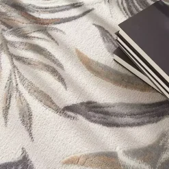 Ivory Grand Leaf Coastal Area Rug, 5x7