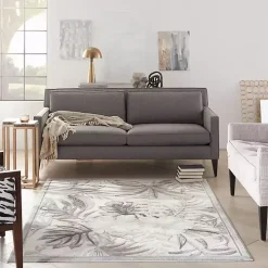 Ivory Grand Leaf Coastal Area Rug, 5x7