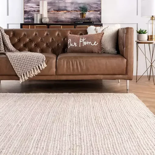 Ivory Hand Woven Rigo Jute Area Rug, 9x12
