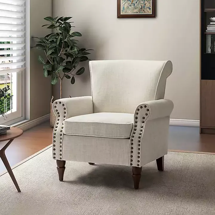 Ivory Miriam Nailhead Trim Armchair