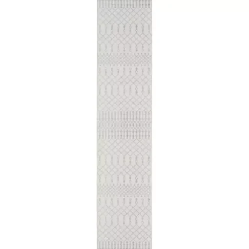 Ivory Moroccan Washable Runner, 2x8