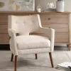 Ivory Open Back Mid-Century Modern Armchair