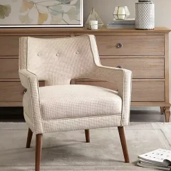 Ivory Open Back Mid-Century Modern Armchair