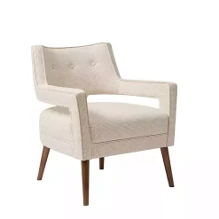 Ivory Open Back Mid-Century Modern Armchair